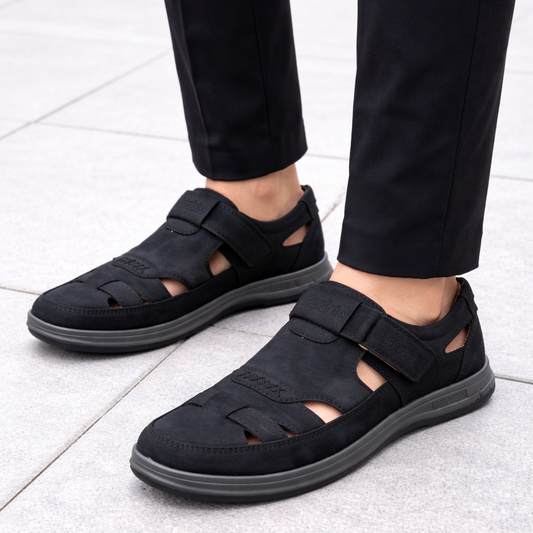 Flexible Men’s Premium  BLACK Suede Comfort Sandals