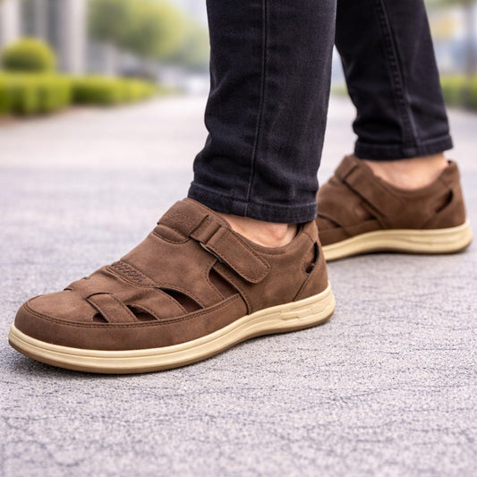 Flexible Men’s Premium  BROWN Suede Comfort Sandals