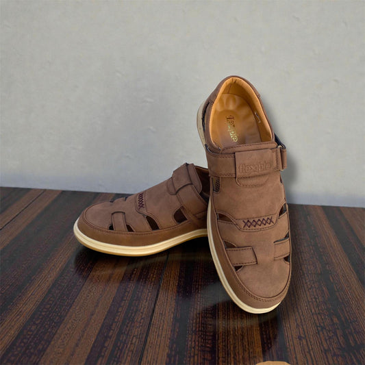 Flexible Men’s Premium  BROWN Suede Comfort Sandals